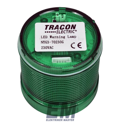 Jelzőfény fényoszlophoz zöld 230V Tracon NYG3-70230G