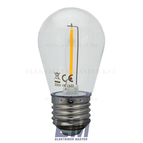 E27 ST14 LED Filament izzó 1W 2700K meleg fehér Masterled - 5db/csomag ML1322-1