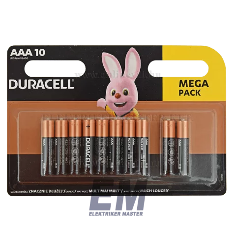 Duracell mikro ceruza elem MN2400 AAA B10 (10db/bliszter)