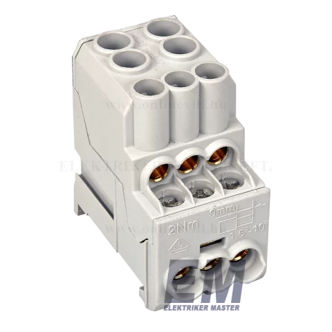 Elosztó blokk 2x25mm2 6x10mm2 szürke sínre szerelhető Leipold UVB100-L 080010-0-4