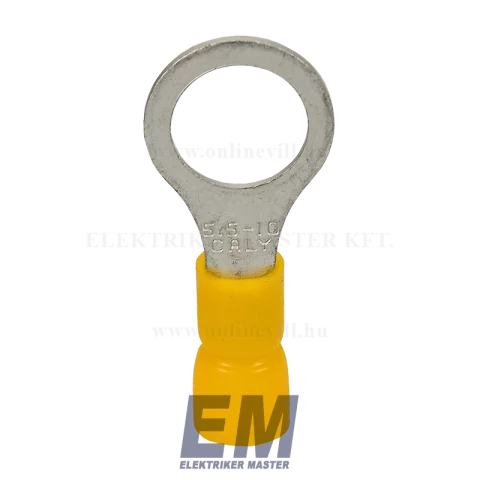 Szigetelt szemes saru 4-6mm2 M10-es furattal ónozott réz sárga Tracon SSZ10