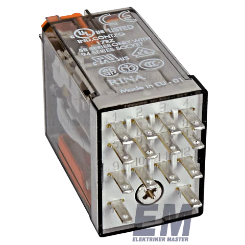Finder Miniatűr dugaszolható ipari relé 4 váltóérintkezős 230V AC 7A ledes 55.34.8.230.0050