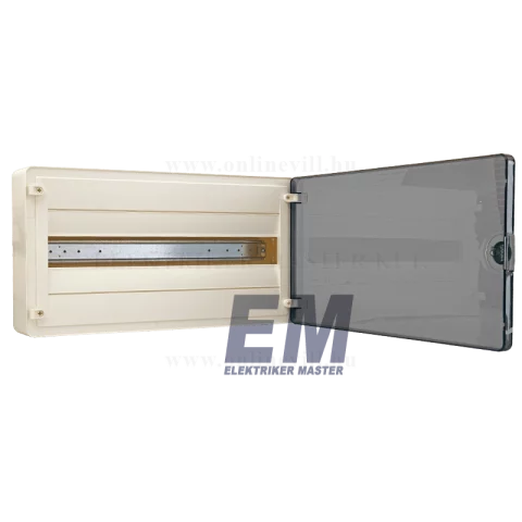 Lakáselosztó falon kívüli 22 modulos elosztó szekrény atlátszó ajtóval Hager Golf VS122TD