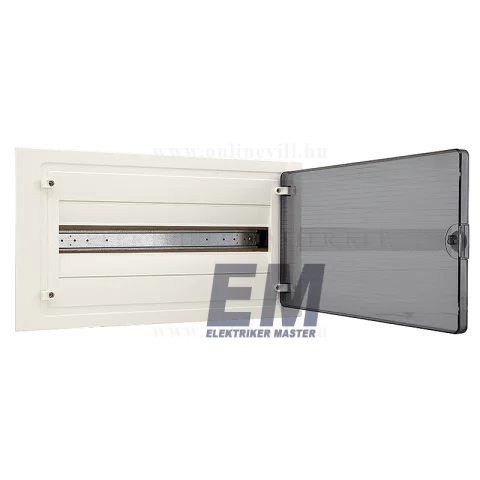 Lakáselosztó süllyesztett 22 modulos elosztó szekrény átlátszó ajtóval Hager Golf VF122TD