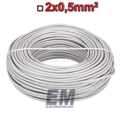 MT 2x0,5 kábel (H03VV-F) MTK sodrott réz vezeték fehér (100m)