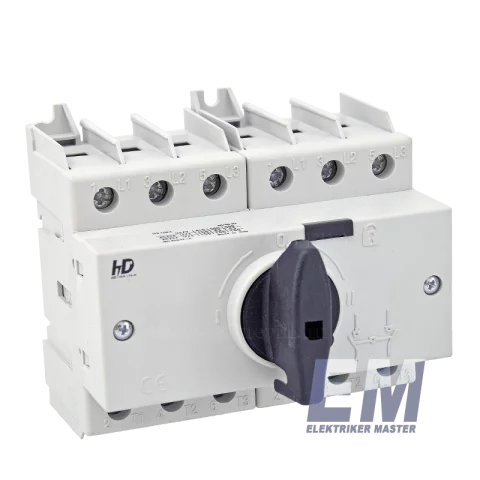 Aggregátor átkapcsoló 3P 100A sínre szerelhető 1-0-2 állású SD2 3x100A C/O