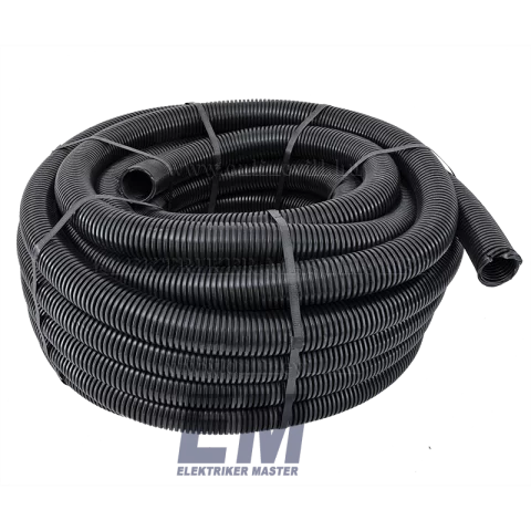 Lépésálló gégecső 50 mm flexibilis védőcső villanyvezeték cső műanyag fekete 25m (Elettrocanali)