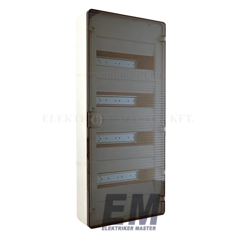 Lakáselosztó falon kívüli 48 modulos elosztó szekrény átlátszó ajtóval Hager Golf VS412TD
