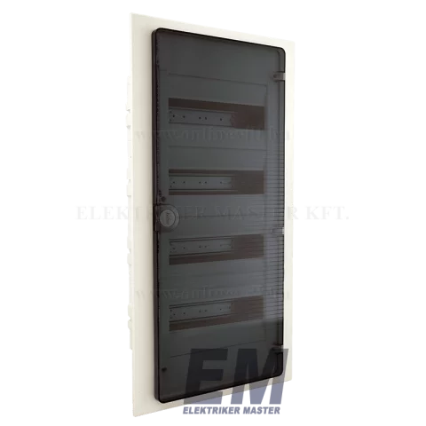 Lakáselosztó süllyesztett 48 modulos elosztó szekrény átlátszó ajtóval Hager Golf VF412TD