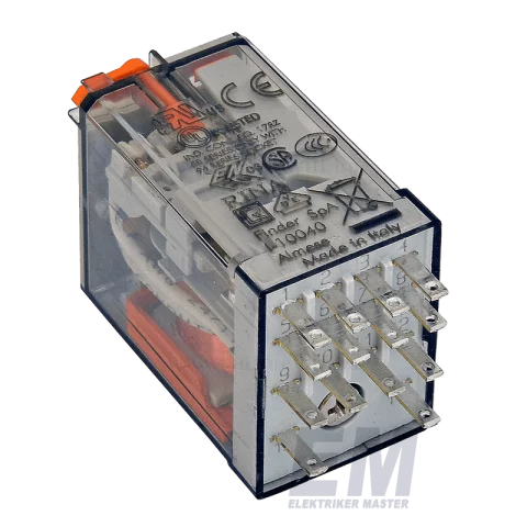 Finder Miniatűr dugaszolható ipari relé 4 váltó érintkezős 240V AC 7A 55.34.8.240.0040