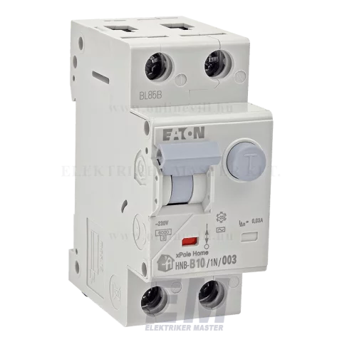Kombinált Fi relé 1P+N 10A 30mA 6kA (AC) áramvédő kapcsoló + B kismegszakító Eaton HNB-B10/1N/003