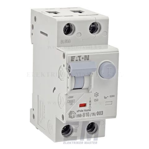 Kombinált Fi relé 1P+N 10A 30mA 6kA(AC) áramvédő kapcsoló+B kismegszakító Eaton HNB-B10/1N/003 xPole