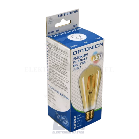 E27 RETRÓ LED Filament Izzó 8W 2500K meleg fehér Vintage ST64 Optonica SP1305