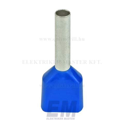 Érvéghüvely iker 2x2,5 mm2/13mm szigetelt kék (100db/cs) 2x2,5/22 Tracon E16I