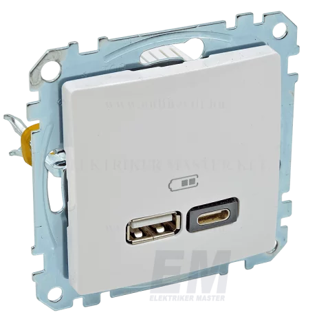 Schneider SEDNA Design Dupla USB A+C 2.4A töltő aljzat fehér SDD111402