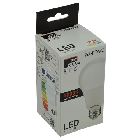 E27 LED Izzó 10W 3000K meleg fehér Entac LLG27-10W-WW