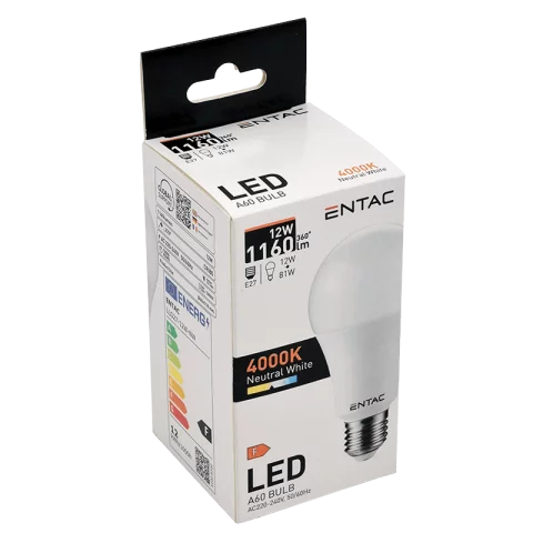 E27 LED Izzó 12W 4000K természetes fehér Entac LLG27-12W-NW