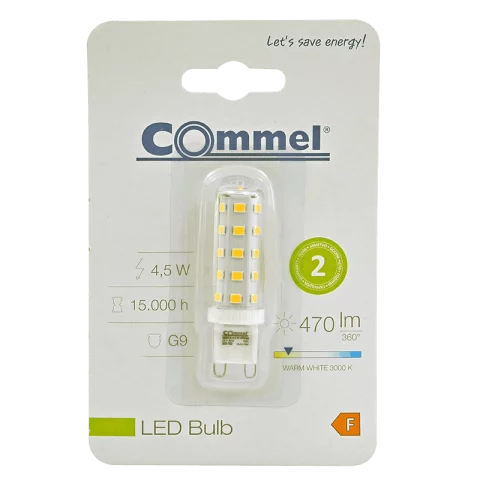 G9 LED Izzó 4,5W 3000K meleg fehér Commel 305-762