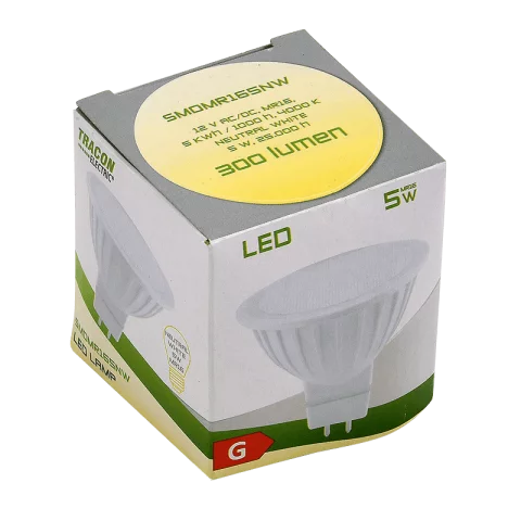 MR16 LED Spot Izzó 5W 4000K 12V AC/DC természetes fehér Tracon SMDMR165NW