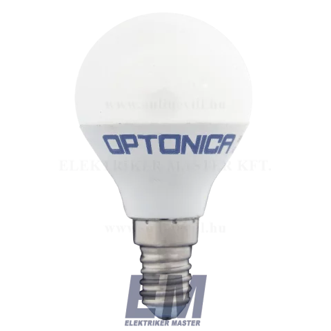 E14 LED Izzó 5,5W 6000K hideg fehér kisgömb P45 Optonica 1401
