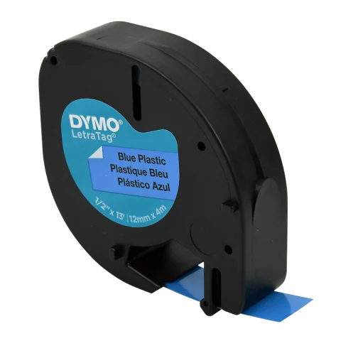 Feliratozógép Dymo szalag LetraTag 12mm x 4m címke nyomtató szalag műanyag kék S0721650