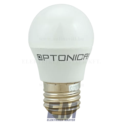E27 LED Izzó 5,5W 6000K hideg fehér kisgömb Optonica 1327