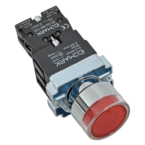Nyomógomb ipari piros led 230V Elmark EL2-BW3471 401471