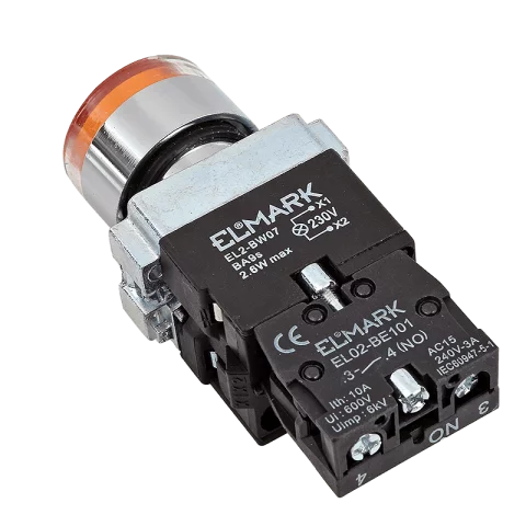 Nyomógomb ipari sárga led 230V Elmark EL2-BW3571 401571