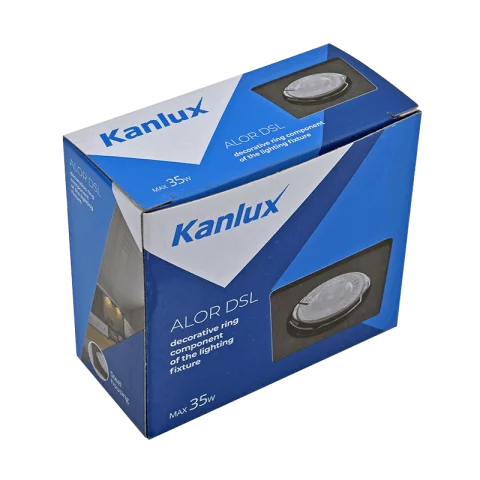 Spot lámpa keret négyzet fix matt fekete beépítőkeret Kanlux Alor DSL-B