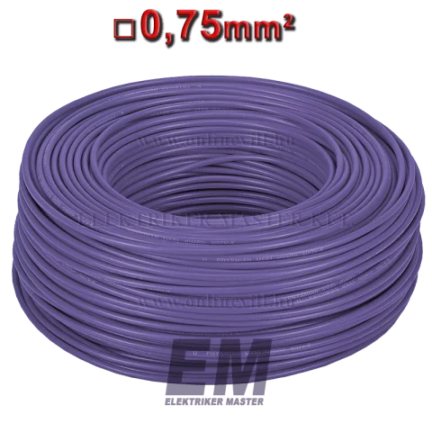 MKH 0,75 vezeték (H05V-K) sodrott réz kábel lila