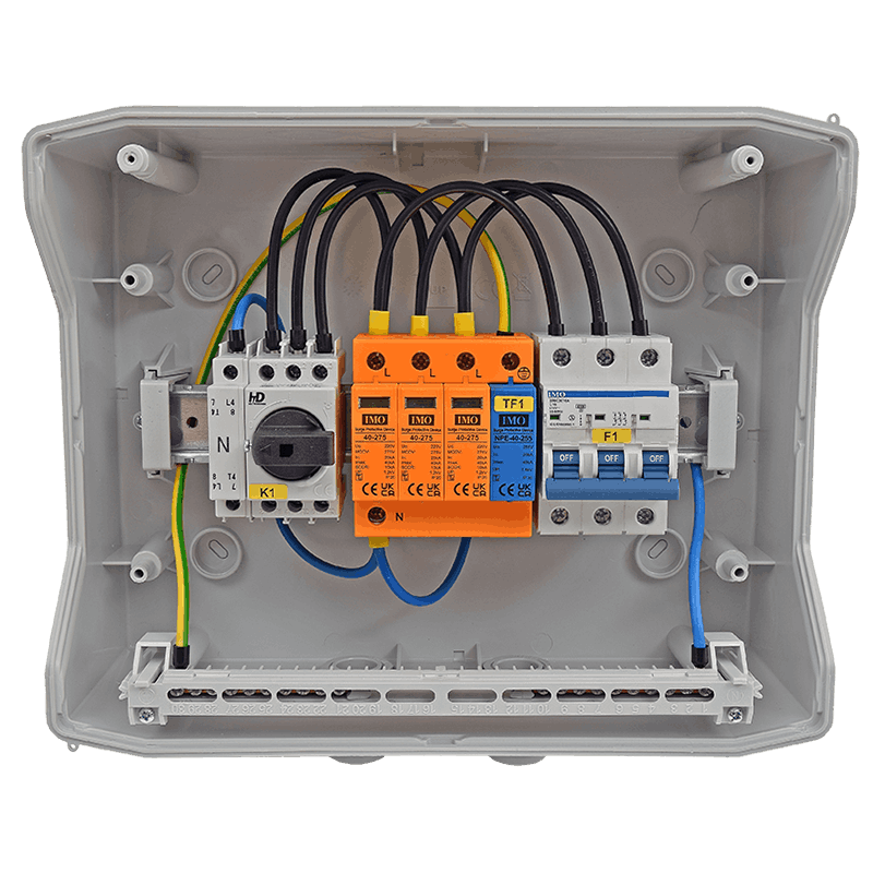 Napelem AC doboz 3 Fázisú 16Are szerelt solar 1000V DC kültéri IP65