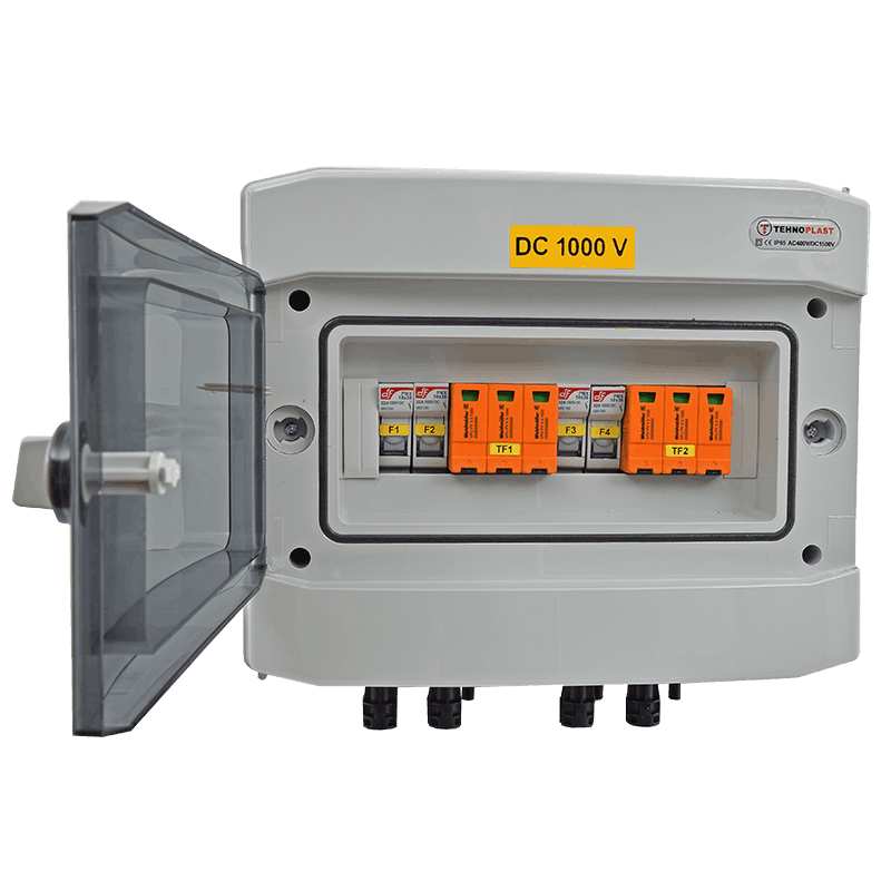 Napelem DC doboz 2 string szerelt solar 1500V DC kültéri IP65 elosztó