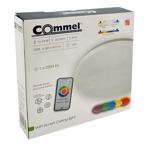 Mennyezeti lámpa LED 24W RGB SMART okostelefonnal vezérelhető 3-6000K dimmelhető Commel 407-802