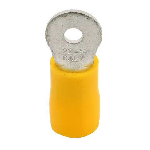 Szigetelt szemes saru 25mm2 M5 furattal ónozott réz sárga Tracon SSZ25-5