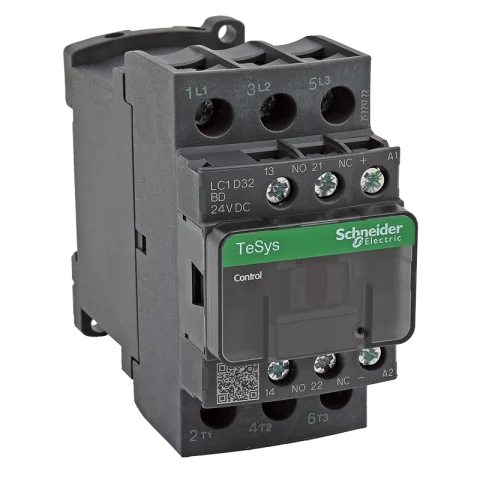 Schneider Mágneskapcsoló 32A 15kW 3 záró - 1 nyitó 24V DC túlfeszültségkorlátozóval