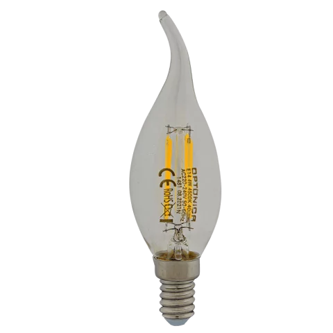 E14 LED Gyertya Láng Filament izzó 4W 4500K természetes fehér C35T Optonica SP1481