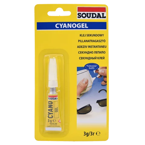 Pillanatragasztó 3g univerzális tubusos ragasztó Soudal Cyanogel Super Glue Gel 119519