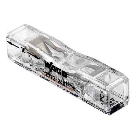 WAGO PUSH WIRE 2 vezetékes egyenes összekötő (tömör 0,75–4 mm²-es) 32A átlátszó 2773-2401