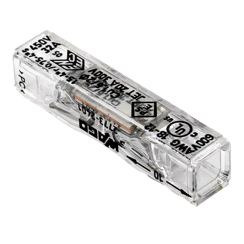 WAGO PUSH WIRE 2 vezetékes egyenes összekötő (tömör 0,75–4 mm²-es) 32A átlátszó 2773-2401