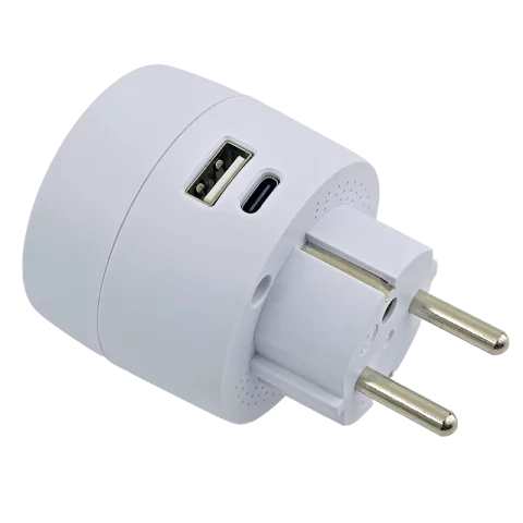 Hálózati elosztó adapter + USB -A + USB -C töltő csatlakozó 5V 3,4A dugalj aljzat Commel 240-801