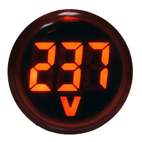 Digitális Feszültségmérő 22mm furatba kerek Digitális kijelzővel 12V-500V AC Voltmérő Elmark EL-ED16