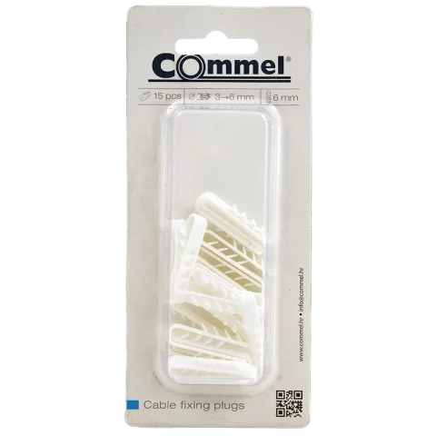 Beüthető kábelrögzítő 3-6mm kábeltartó dugó (15db/csomag) Commel fehér 365-311