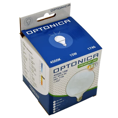 E27 LED Izzó 15W 4500K természetes fehér nagygömb dekor izzó G125 Optonica Premium SP1746