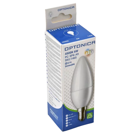 E14 DIMMELHETŐ LED Gyertya Izzó 6W 4500K természetes fehér C37 Optonica SP1465