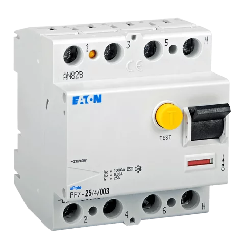 Fi relé 4P 25A 30mA 10kA (AC) áramvédő kapcsoló ÁVK ÉV relé Eaton Moeller PF7-25/4/003-DE (263584)