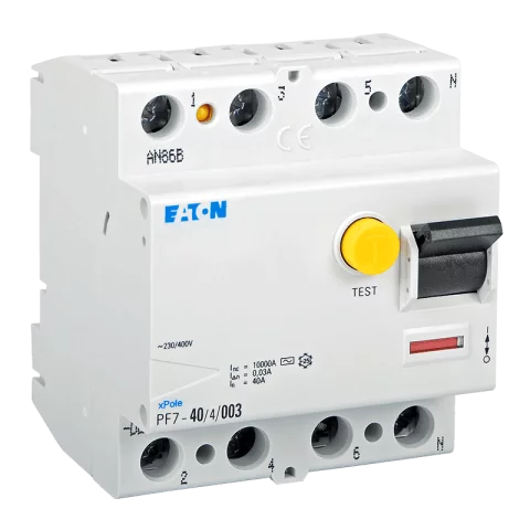 Fi relé 4P 40A 30mA 10kA (AC) áramvédő kapcsoló ÁVK ÉV relé Eaton Moeller PF7-40/4/003-DE (263586)