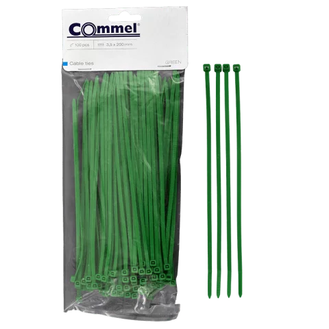 Gyorskötöző kábel kötegelő 200x3,5 zöld (100db/csomag) Commel 365-115