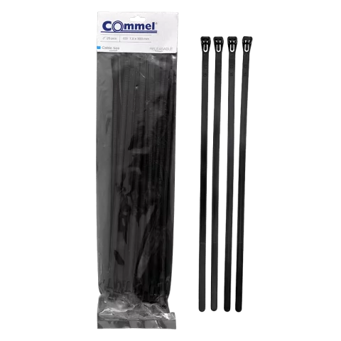 Gyorskötöző kábel kötegelő 300x7,5 fekete oldható Commel 365-006
