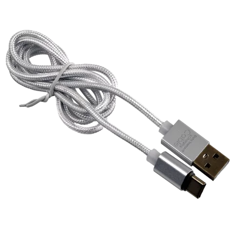 USB kábel Type-C fejjel 1m Telefon töltő kábel USB-A USB-C adatkábel szövet LED világítással Delight