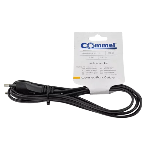 Flexo kábel MTL 2x0,75 2m vezetékkel fekete Commel 0115